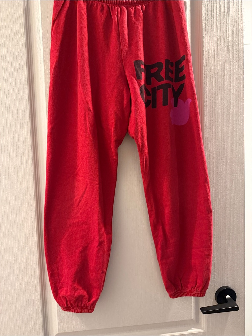 freecity Red Joggers with Graphic Logo